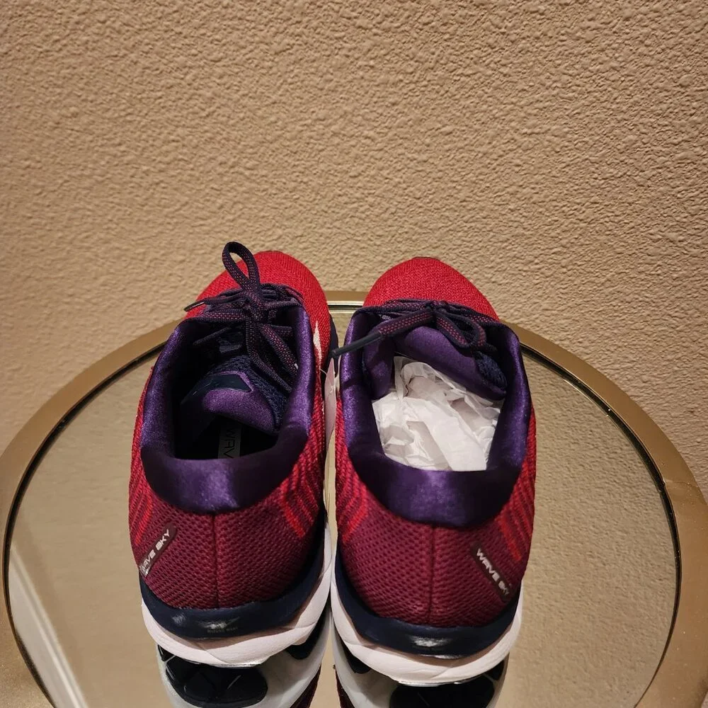 Mizuno Wave Sky Women's Size 10 Red Purple Knit Mesh Lace Up Running Sneaker - Picture 4 of 10